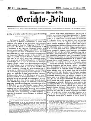 Allgemeine österreichische Gerichts-Zeitung Dienstag 17. Februar 1863
