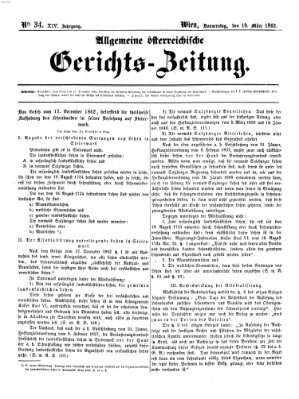Allgemeine österreichische Gerichts-Zeitung Donnerstag 19. März 1863