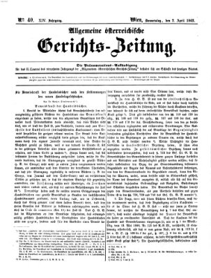 Allgemeine österreichische Gerichts-Zeitung Donnerstag 2. April 1863