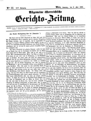 Allgemeine österreichische Gerichts-Zeitung Samstag 2. Mai 1863