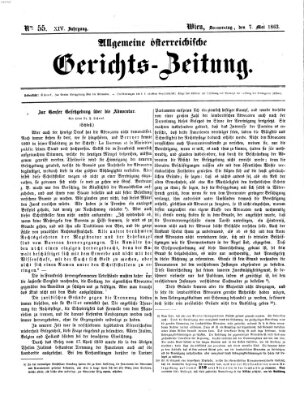 Allgemeine österreichische Gerichts-Zeitung Donnerstag 7. Mai 1863