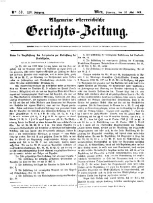 Allgemeine österreichische Gerichts-Zeitung Samstag 16. Mai 1863