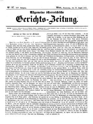 Allgemeine österreichische Gerichts-Zeitung Donnerstag 13. August 1863