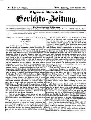 Allgemeine österreichische Gerichts-Zeitung Donnerstag 24. September 1863