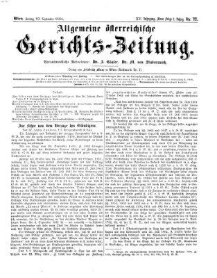 Allgemeine österreichische Gerichts-Zeitung Freitag 23. September 1864