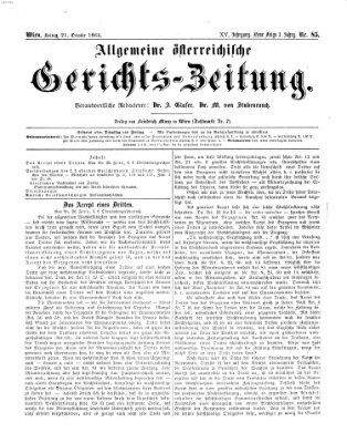 Allgemeine österreichische Gerichts-Zeitung Freitag 21. Oktober 1864