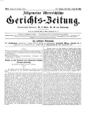 Allgemeine österreichische Gerichts-Zeitung Freitag 23. Dezember 1864