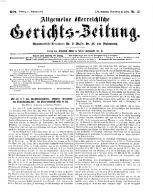 Allgemeine österreichische Gerichts-Zeitung Dienstag 21. Februar 1865