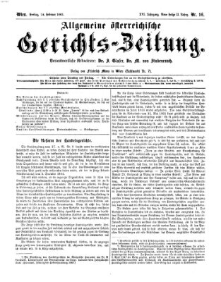 Allgemeine österreichische Gerichts-Zeitung Freitag 24. Februar 1865