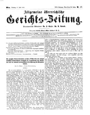 Allgemeine österreichische Gerichts-Zeitung Dienstag 17. Juli 1866