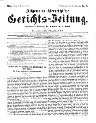 Allgemeine österreichische Gerichts-Zeitung Freitag 23. November 1866