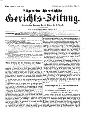 Allgemeine österreichische Gerichts-Zeitung Dienstag 5. Februar 1867