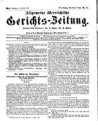 Allgemeine österreichische Gerichts-Zeitung Dienstag 10. Dezember 1867
