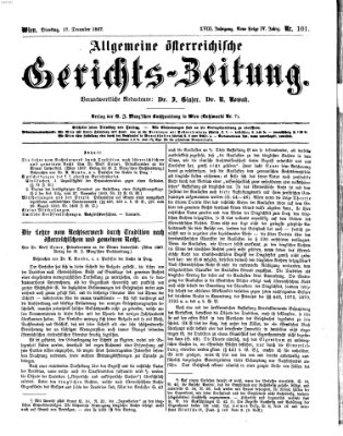 Allgemeine österreichische Gerichts-Zeitung Dienstag 17. Dezember 1867