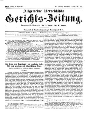 Allgemeine österreichische Gerichts-Zeitung Freitag 24. April 1868