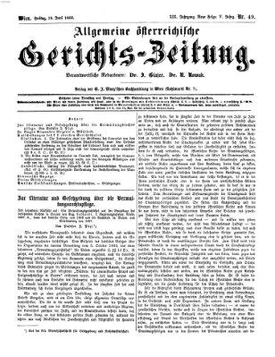 Allgemeine österreichische Gerichts-Zeitung Freitag 19. Juni 1868