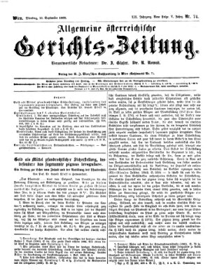 Allgemeine österreichische Gerichts-Zeitung Dienstag 15. September 1868