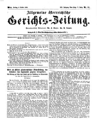 Allgemeine österreichische Gerichts-Zeitung Freitag 9. Oktober 1868