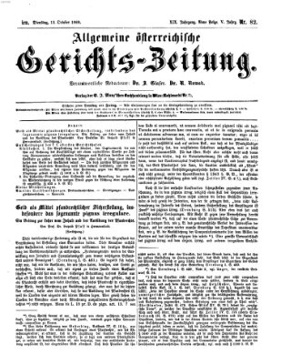 Allgemeine österreichische Gerichts-Zeitung Dienstag 13. Oktober 1868