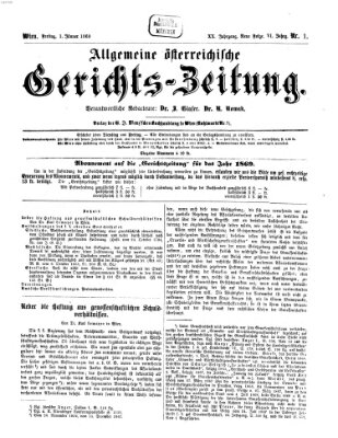 Allgemeine österreichische Gerichts-Zeitung Freitag 1. Januar 1869