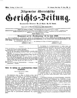 Allgemeine österreichische Gerichts-Zeitung Dienstag 19. Januar 1869