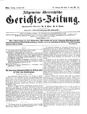 Allgemeine österreichische Gerichts-Zeitung Dienstag 20. April 1869