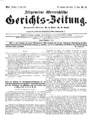 Allgemeine österreichische Gerichts-Zeitung Dienstag 15. Juni 1869