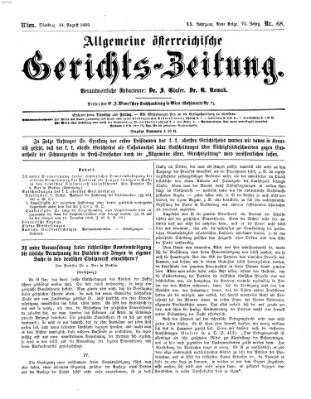 Allgemeine österreichische Gerichts-Zeitung Dienstag 24. August 1869
