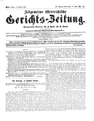 Allgemeine österreichische Gerichts-Zeitung Freitag 15. Oktober 1869