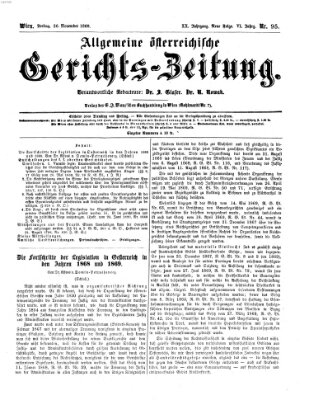 Allgemeine österreichische Gerichts-Zeitung Freitag 26. November 1869