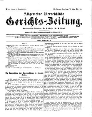 Allgemeine österreichische Gerichts-Zeitung Freitag 10. Dezember 1869