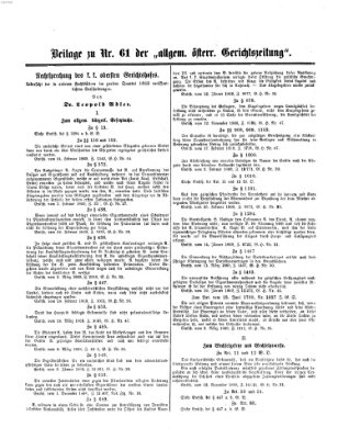 Allgemeine österreichische Gerichts-Zeitung Freitag 30. Juli 1869