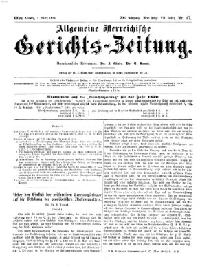 Allgemeine österreichische Gerichts-Zeitung Dienstag 1. März 1870