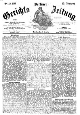 Berliner Gerichts-Zeitung Dienstag 3. Oktober 1865