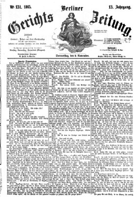Berliner Gerichts-Zeitung Donnerstag 9. November 1865