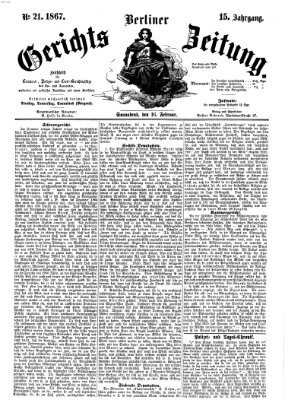 Berliner Gerichts-Zeitung Samstag 16. Februar 1867