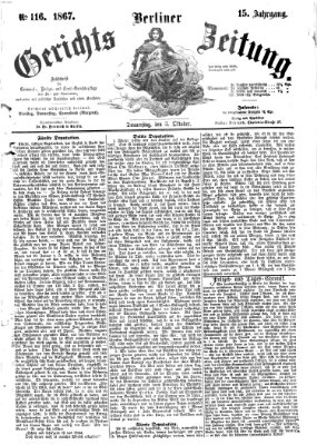 Berliner Gerichts-Zeitung Donnerstag 3. Oktober 1867