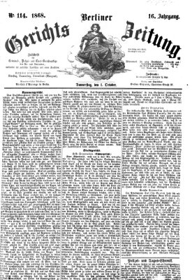 Berliner Gerichts-Zeitung Donnerstag 1. Oktober 1868