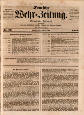 Deutsche Wehr-Zeitung (Preußische Wehr-Zeitung) Donnerstag 14. Juni 1849