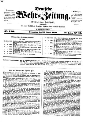 Deutsche Wehr-Zeitung (Preußische Wehr-Zeitung) Donnerstag 22. August 1850