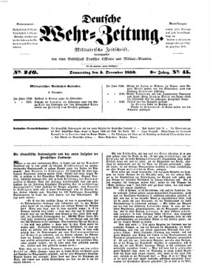 Deutsche Wehr-Zeitung (Preußische Wehr-Zeitung) Donnerstag 5. Dezember 1850