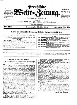 Preußische Wehr-Zeitung Donnerstag 22. Mai 1851