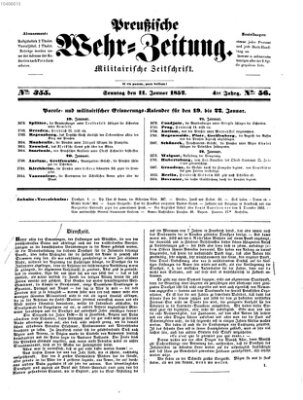 Preußische Wehr-Zeitung Sonntag 11. Januar 1852