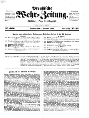 Preußische Wehr-Zeitung Sonntag 1. Februar 1852