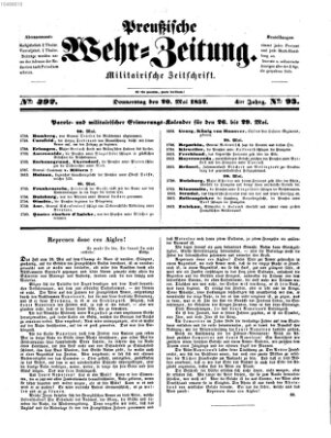 Preußische Wehr-Zeitung Donnerstag 20. Mai 1852