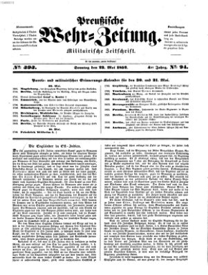 Preußische Wehr-Zeitung Sonntag 23. Mai 1852
