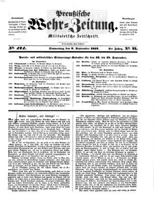 Preußische Wehr-Zeitung Donnerstag 9. September 1852