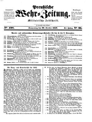 Preußische Wehr-Zeitung Donnerstag 28. Oktober 1852