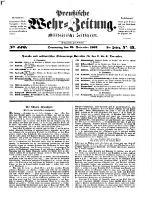 Preußische Wehr-Zeitung Donnerstag 25. November 1852