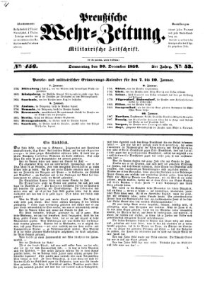 Preußische Wehr-Zeitung Donnerstag 30. Dezember 1852